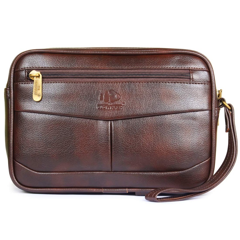 The Clownfish Multipurpose Travel Pouch Money Cash Pouch Wrist Handbag Clutch (Dark Brown)