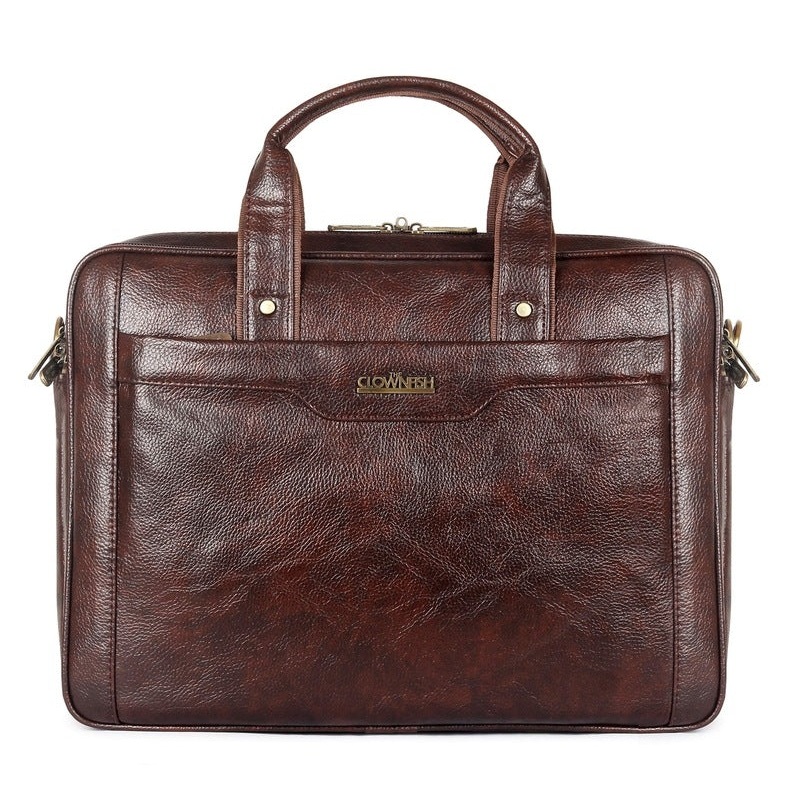The Clownfish Providence Series Laptop Briefcase for 15.6 inch Laptops, Laptop Bags (Dark Brown)