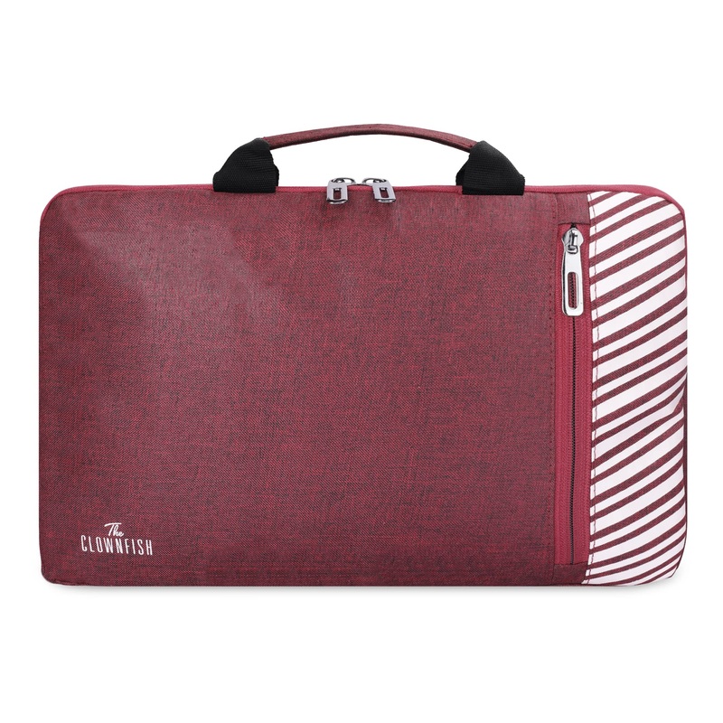 THE CLOWNFISH Rex Series: Laptop Sleeve with Comfortable Carry Handles | 15.6 inch | Maroon