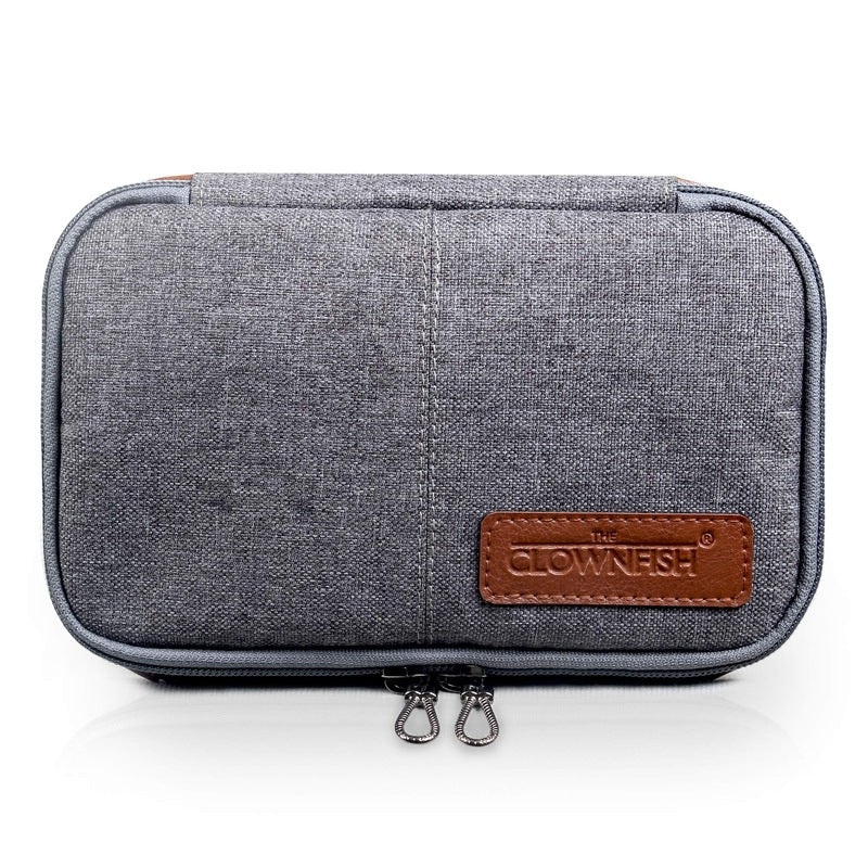 The Clownfish Scholar series Multipurpose Polyester Travel Pouch Pencil Case Toiletry Bag Shaving Kit Bag for Men Make-Up Pouch Cosmetic Case for Women Travel Kit for Men (Black)