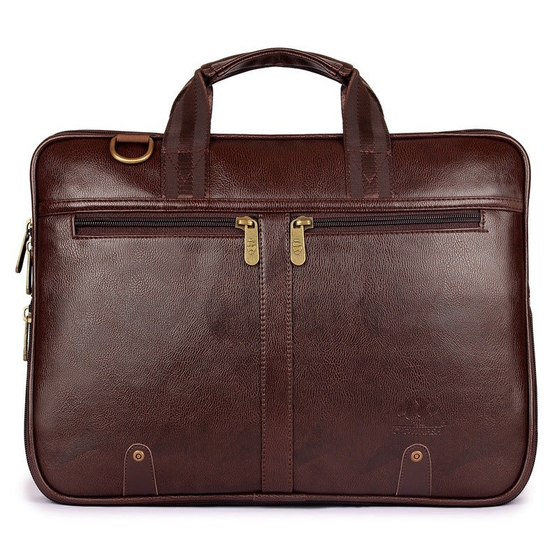THE CLOWNFISH TCFLBFL-I156CBR23: 15.6-Inch Faux Leather Laptop Bag | Slim Cushioned Sleeve | Chestnut Brown