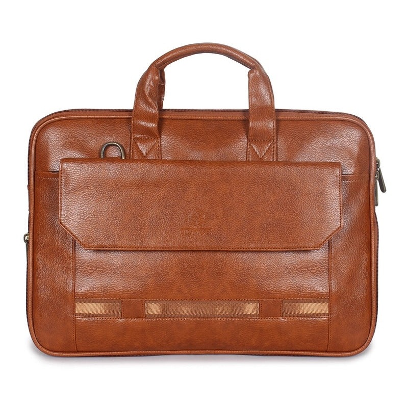 THE CLOWNFISH Triton Faux Leather Expandable 15.6 inch Laptop Tablet Messenger Bag Briefcase (Blue)