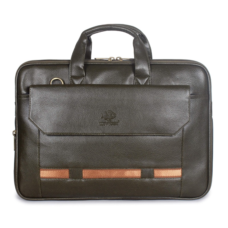THE CLOWNFISH Unisex Triton Faux Leather Expandable 12 Inch Laptop/Tablet Messenger Bag Briefcase (Green)