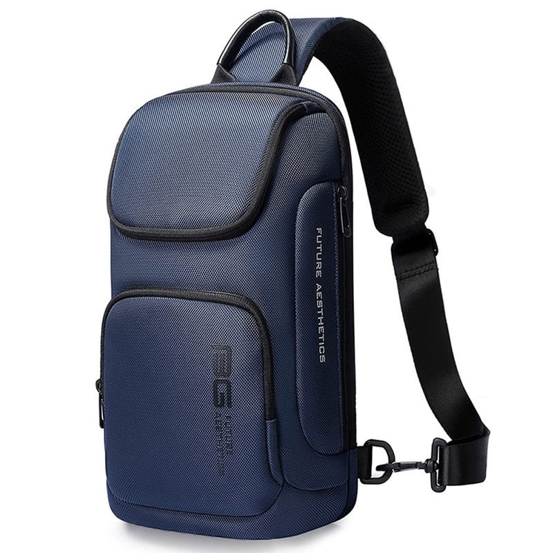 THE CLOWNFISH Water Resistant Polyester Unisex Travel Crossbody Sling Bag Chest Pack (Blue)