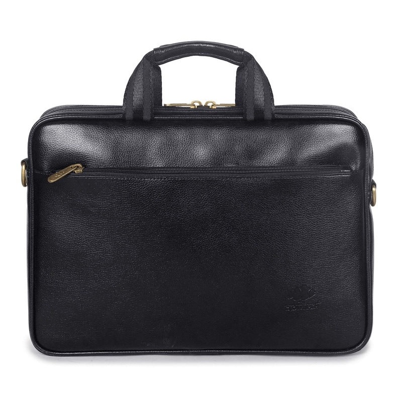 The CLOWNFISH Zeus Faux Leather Laptop Messenger Bag - Stylish & Organized | Adjustable Strap | 14 inch | Black