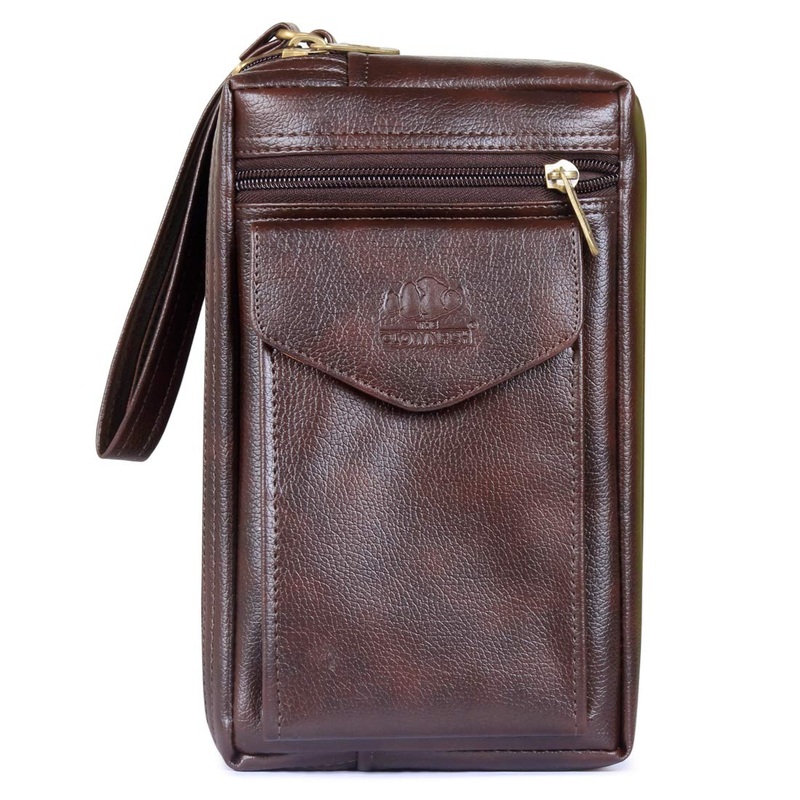 Travel Pouch Handbag - Compact, Ergonomic Design | 1 Unit | Dark Brown