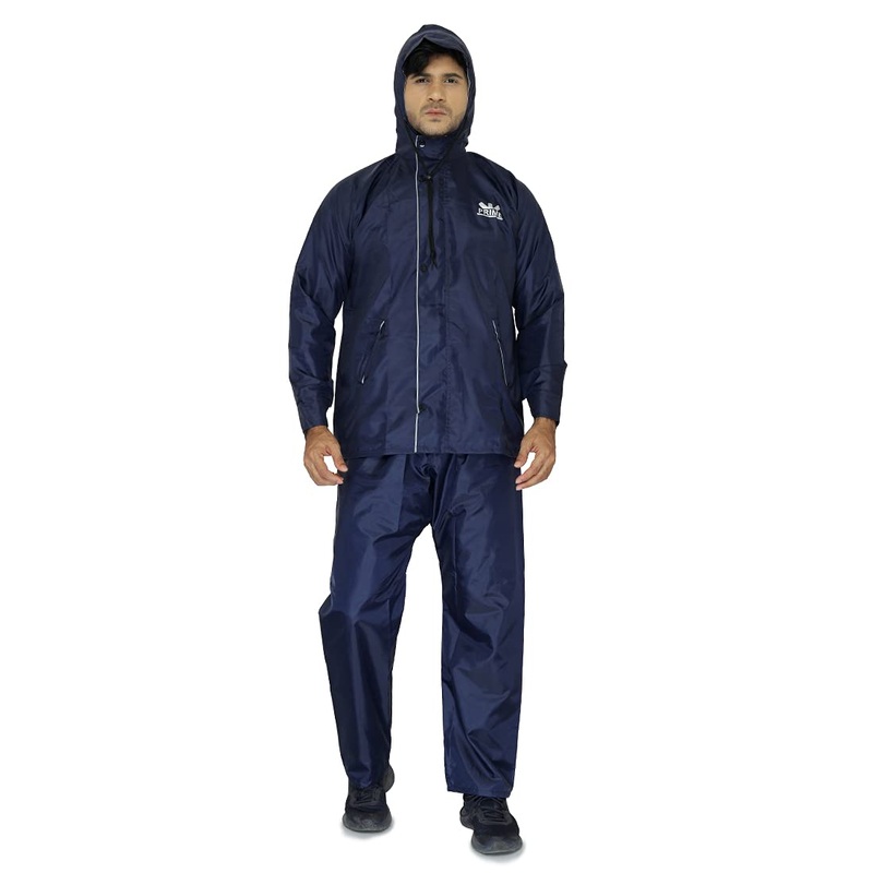 Men's Rain Coat - Waterproof, Reversible Design | Set of Top and Bottom | Large | Prime Blue