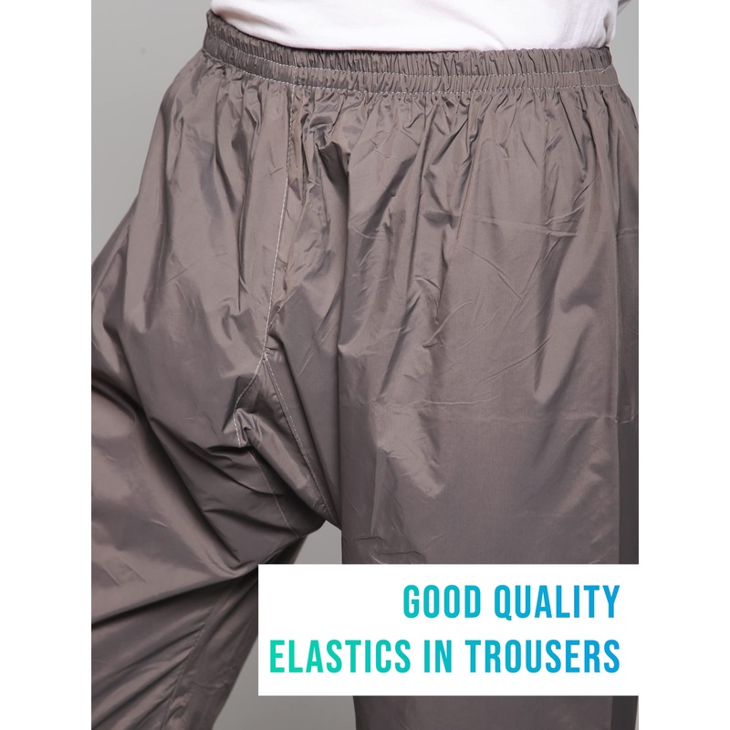 Men's Waterproof Nylon Reversible Rain Pant - Lightweight, Comfortable | Printed Storage Bag | 2XL | Grey