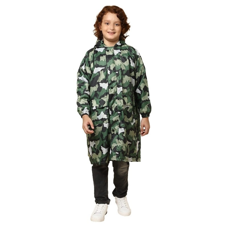 THE CLOWNFISH Archie Series Kids Waterproof PVC Longcoat with Adjustable Hood & Extra Space for Backpack/Schoolbag Holding. Plastic Pouch. Kid Age-8-9 years (Size-33-Pink)
