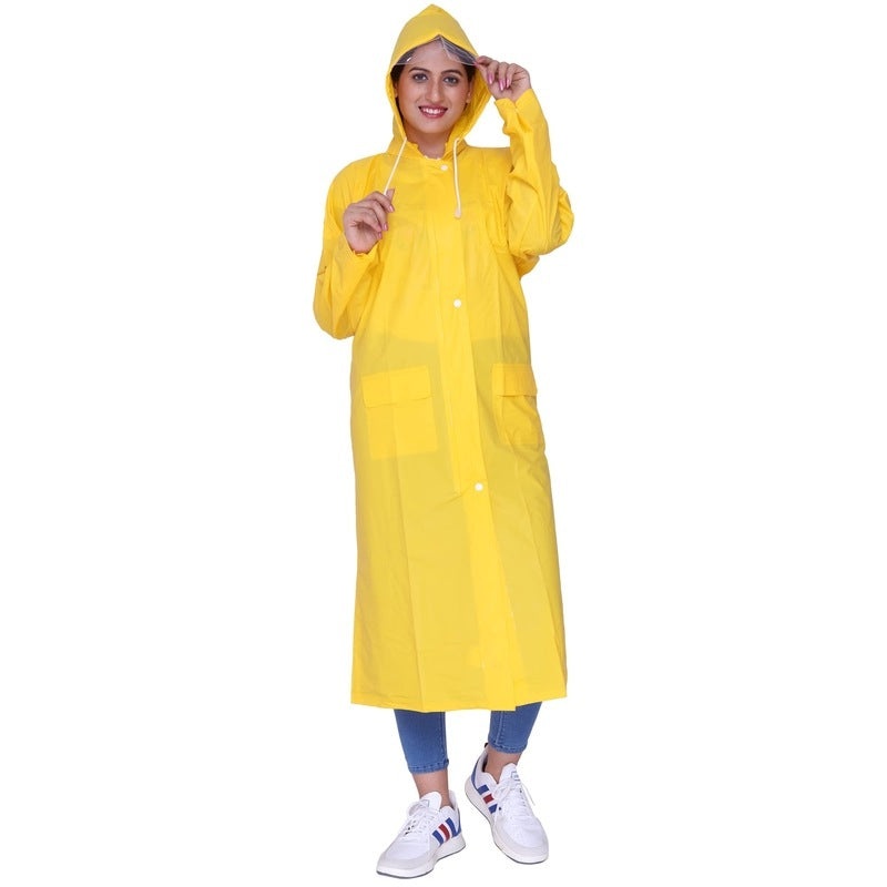 THE CLOWNFISH Aster Pro Series Womens Waterproof PVC Transparent Self Design Longcoat/Raincoat with Adjustable Hood (Pistachio Green, X-Large)