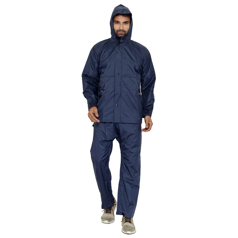 THE CLOWNFISH Rain Coat for Men Waterproof for Bike Raincoat for Men with Hood Nylon Material. Set of Top and Bottom. Seal Pro Series (Black, Large)
