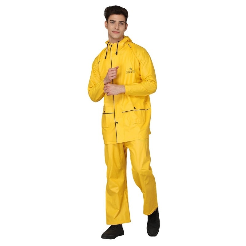 THE CLOWNFISH Rain Coat for Men Waterproof for Bike Reversible Double Layer with Hood Raincoat for Men. Set of Top and Bottom Packed in a Storage Bag Opener Pro Series (Grey, XXX-Large)