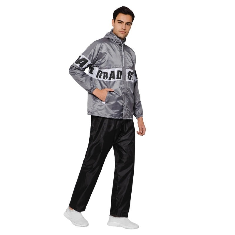 THE CLOWNFISH Rain Coat for Men Waterproof Raincoat with Pants Polyester Reversible Double Layer Rain Coat For Men Bike Rain Suit Rain Jacket Suit Inner Mobile Pocket with Storage Bag (Blue, XL)