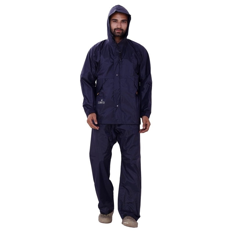 THE CLOWNFISH Rain Coat - Waterproof, Reflective Safety | Set of Top & Bottom | XX-Large | Navy Blue