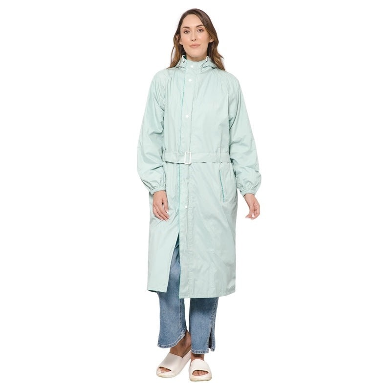 THE CLOWNFISH Raincoats for Women Rain Coat for Women Longcoat Raincoat for Ladies Waterproof Reversible Double Layer. Aquashield Series (Pista Green, Large)