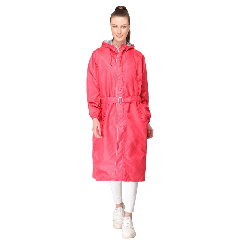 THE CLOWNFISH Raincoats for Women Waterproof Reversible Double Layer. Brilliant Pro Series (Red, XXXX-Large)