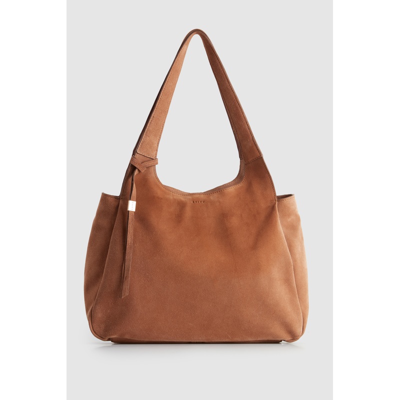 Clara Leather Suede Charm Tote Bag