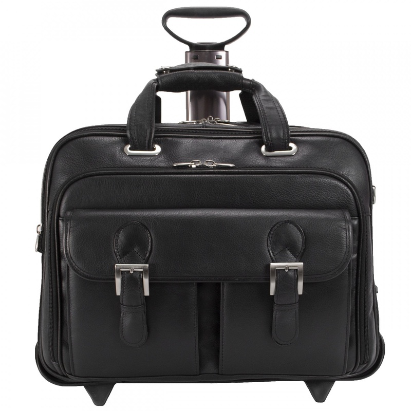 Ceresola 15.6" Leather Wheeled Laptop Briefcase