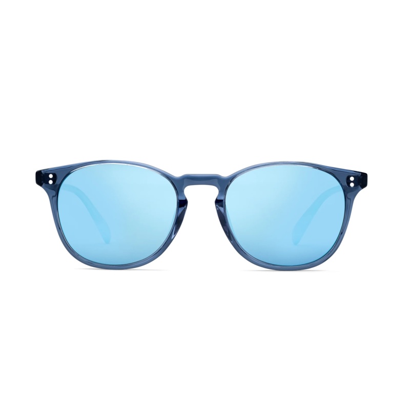 Rocket Eyewear MTO P3 Classic Sunglasses - Raw Denim Crystal with Blue Mirrored Polarized Lenses - Raised Asian Fit