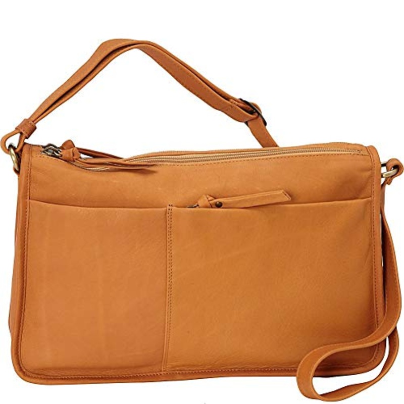 Derek Alexander Leather CENTRAL PARK Twin Zippered Semi Structured Handbag