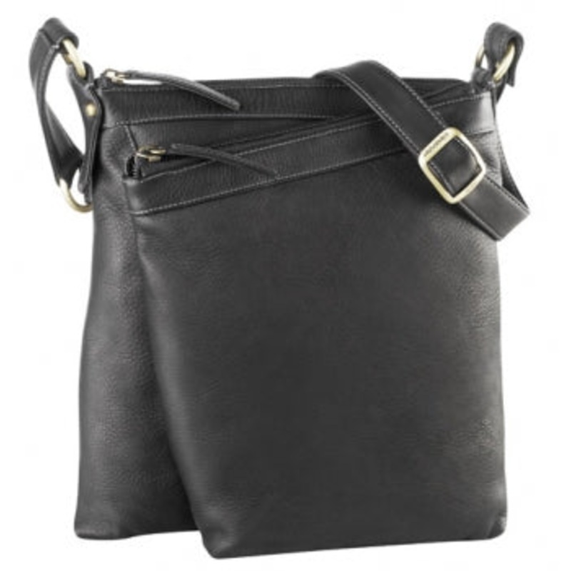 Derek Alexander Leather Ladies' Handbag Slim North/South 2 Compartment Top Zip Organizer