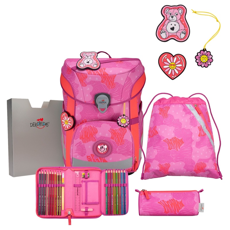 DerDieDas ErgoFlex Easy - Schulranzen Set 5tlg. 950 g (Roses)