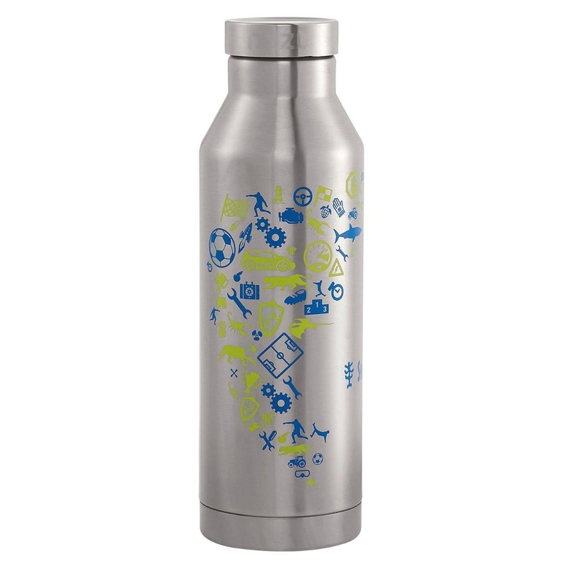 Step by Step Zubehr 500 ml Isolierte Edelstahl - Trinkflasche (Blau/Gelb)