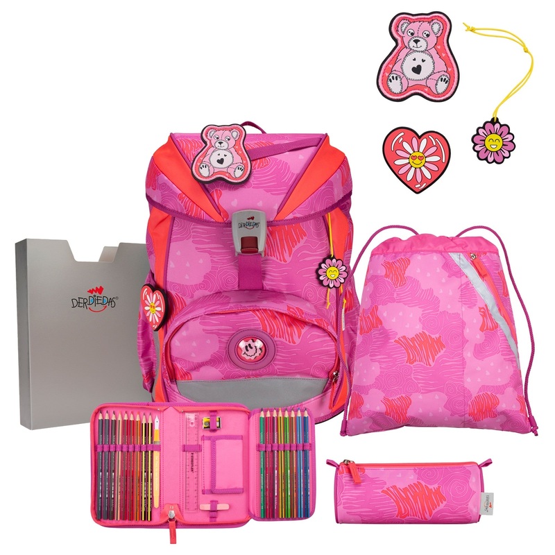 DerDieDas ErgoFlex - Schulranzen Set 5tlg. 800g (Roses)