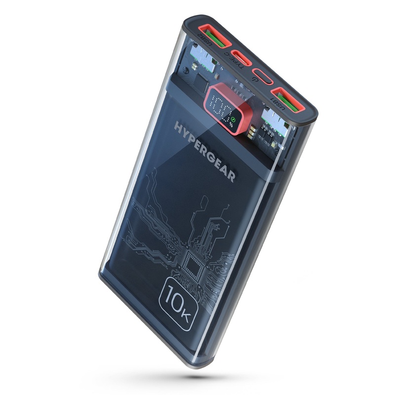 HyperGear ClearCharge 10,000mAh Transparent Power Bank USB & USB-C