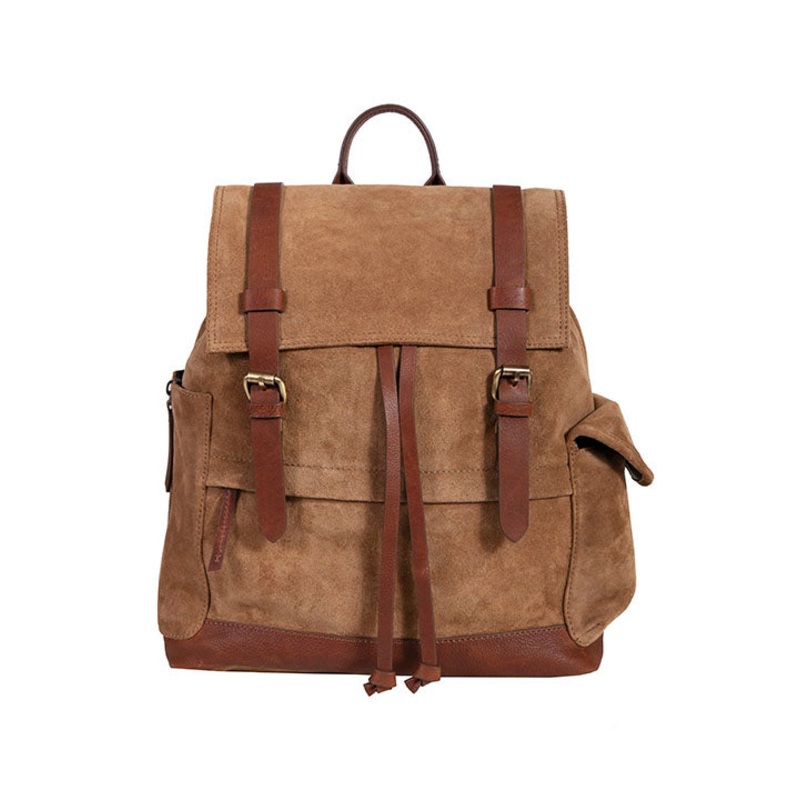 Suede Leather-Trim Backpack