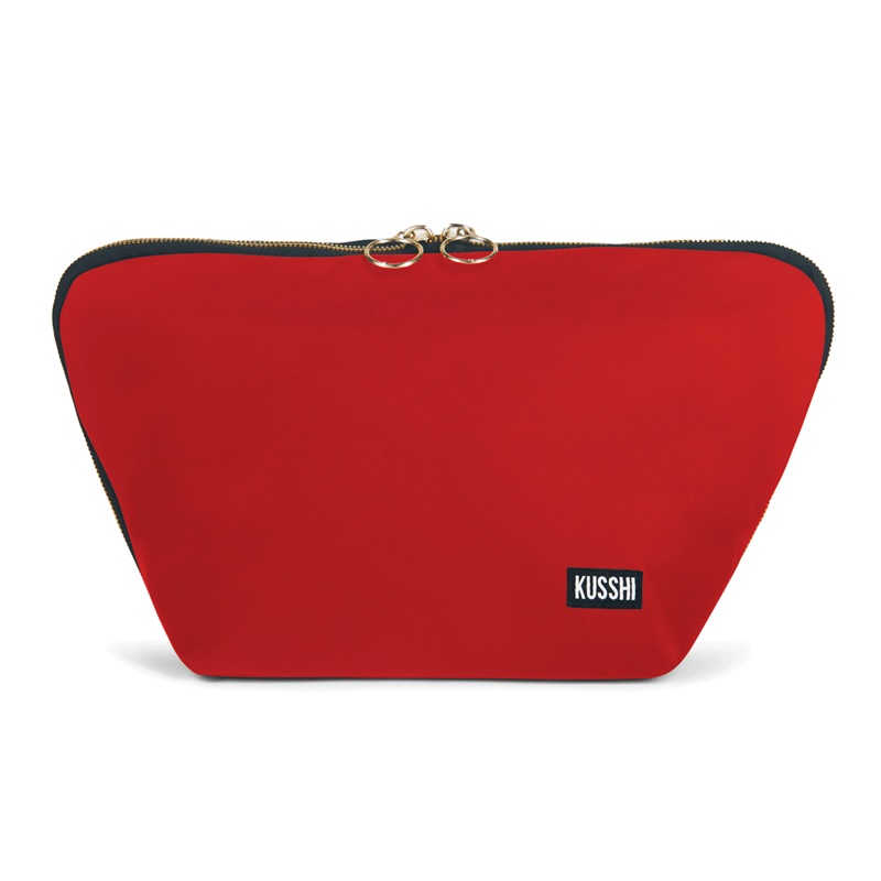 Vacationer Print Makeup Bag - Red with leopard