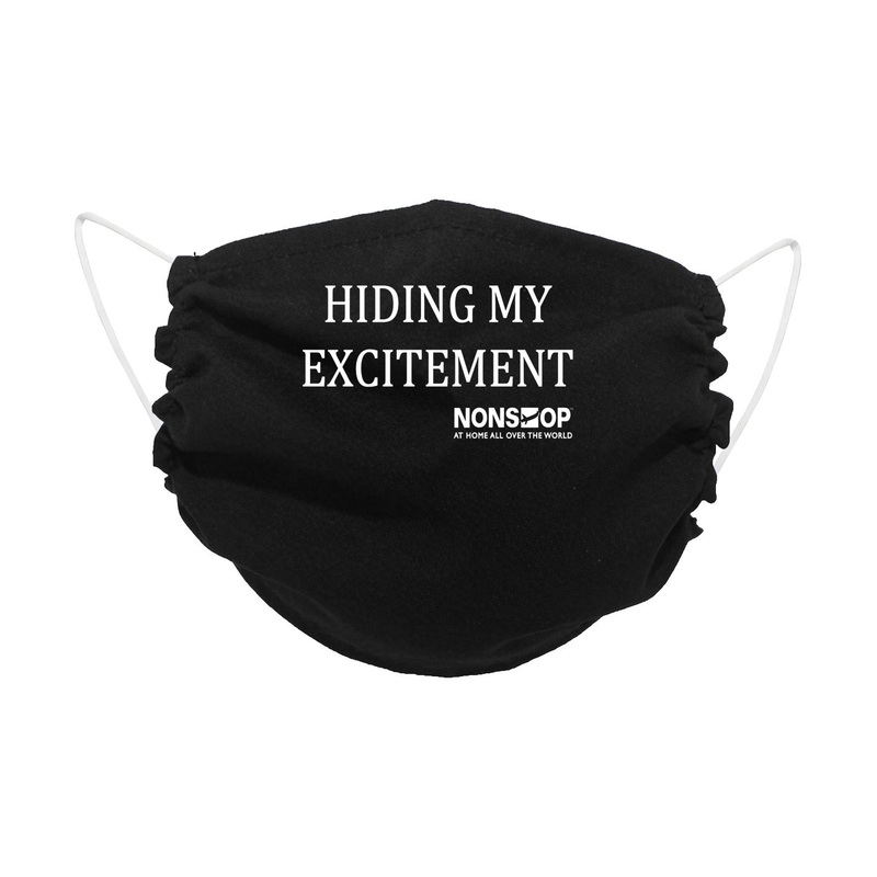 NONSTOP Fun Travel Quotes "Hiding My Excitement" Lightweight Travel Facemask