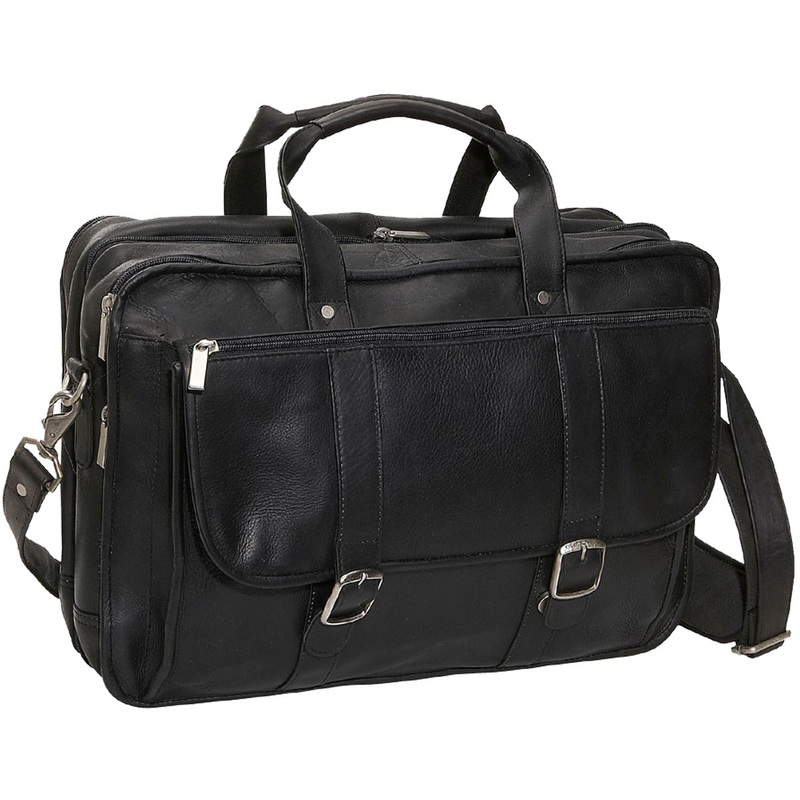 David King Expandable Leather Laptop Briefcase