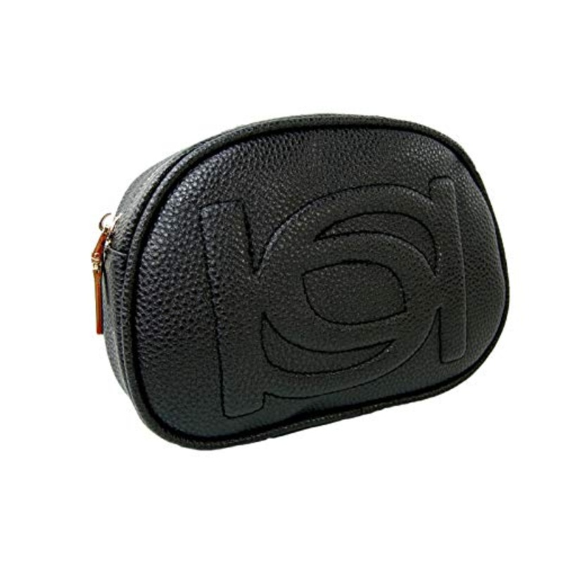 New BEBE Logo Purse Fanny Pack Waist Belt Hand Bag Black Gold 26 to 39"