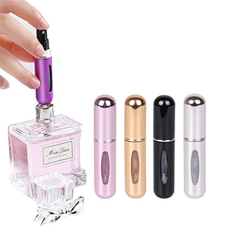 Portable Mini Refillable Perfume Atomizer Bottle Refillable Perfume Spray, Atomizer Perfume Bottle, Scent Pump Case, Perfume Atomizer Refillable Travel (5ml, 4 Pack)