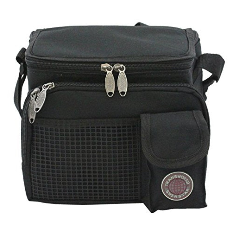 Transworld Durable Deluxe Insulated Lunch Cooler Bag (Many Colors and Size Available) (9" x 7" x 8", Black)