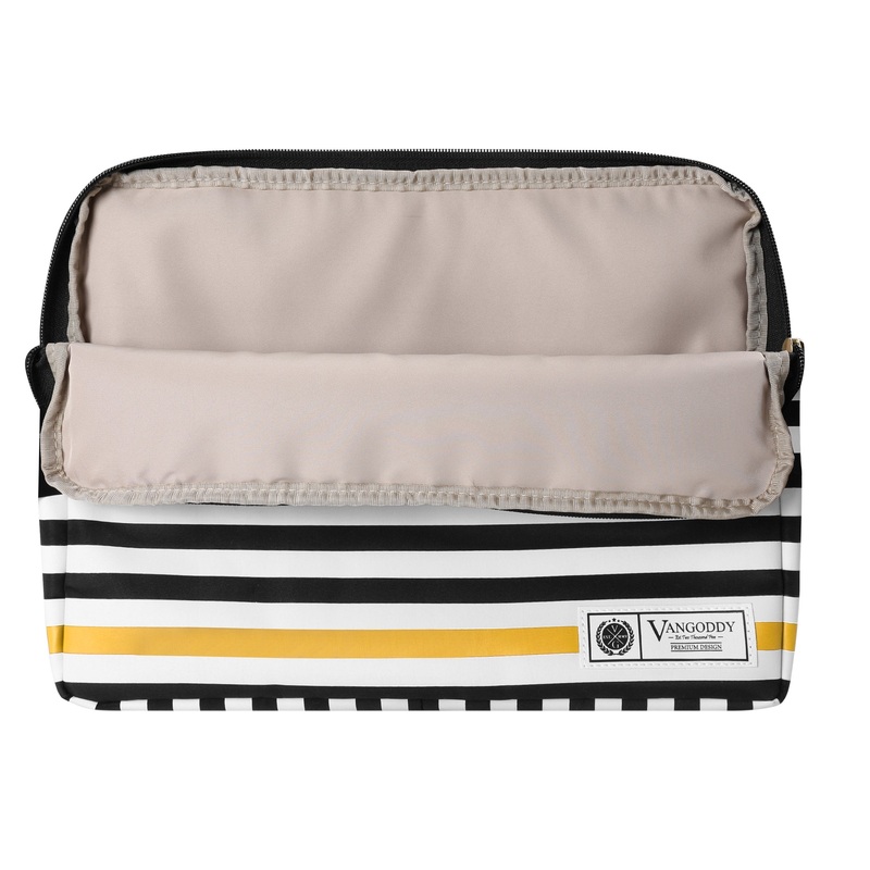 Vangoddy Hogan 15.6 inch Laptop Tablet Sleeve Black White Accent Stripe Pattern