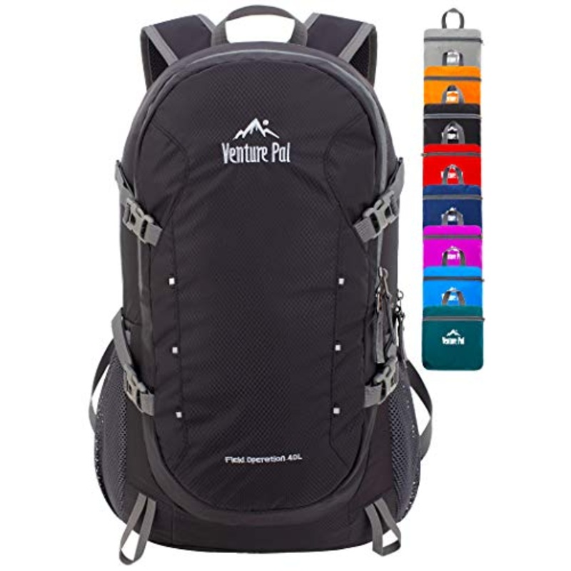 Venture Pal 40L Lightweight Packable Travel Hiking Backpack Daypack-Black