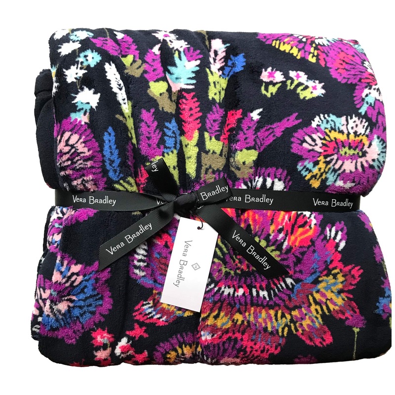 Vera Bradley Throw Blanket 1-Piece, Midnight Wildflowers