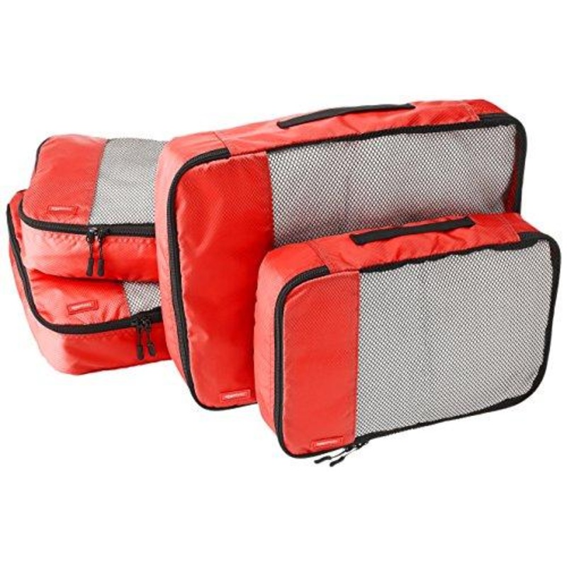 Amazonbasics 4-Piece Packing Cube Set - 2 Medium And 2 Large, Red
