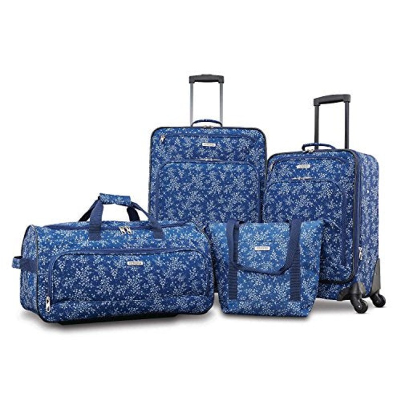American Tourister 4-Piece Set, Blue Floral