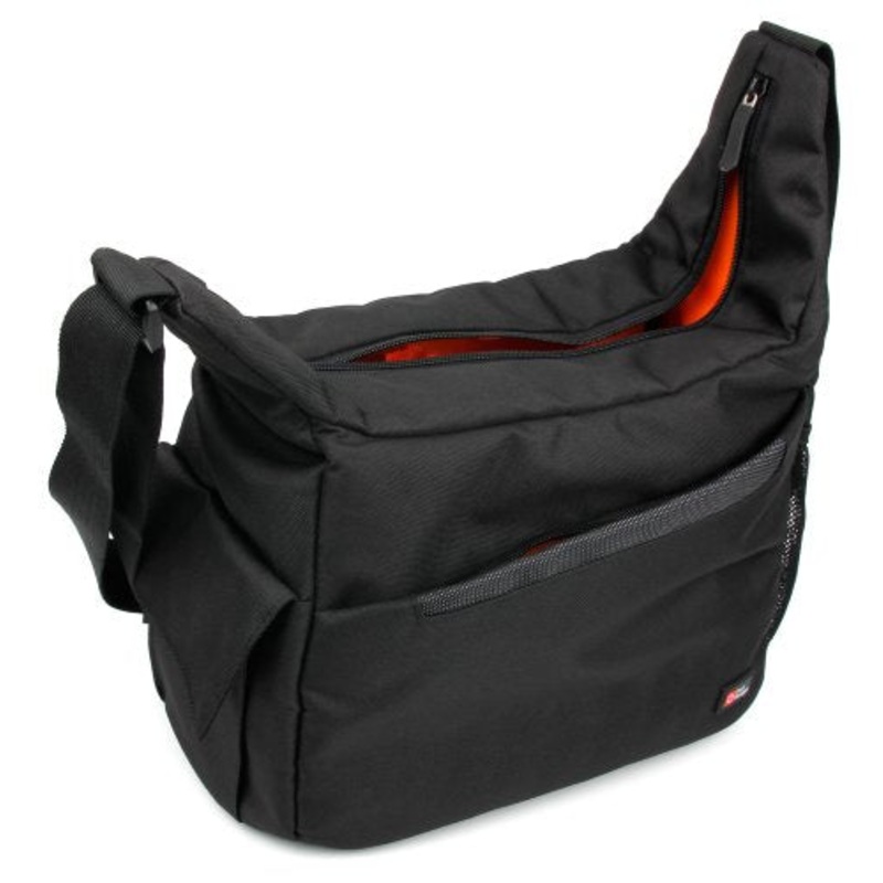 Duragadget Premium Quality Water-Resistant Delux Shoulder Messenger Bag In Black & Orange For The