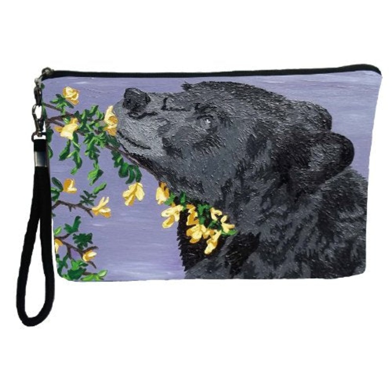 Black Bear Large Vegan Wristlet, Pencil Bag, Cosmetic Bag - From My Original Paintings - Support