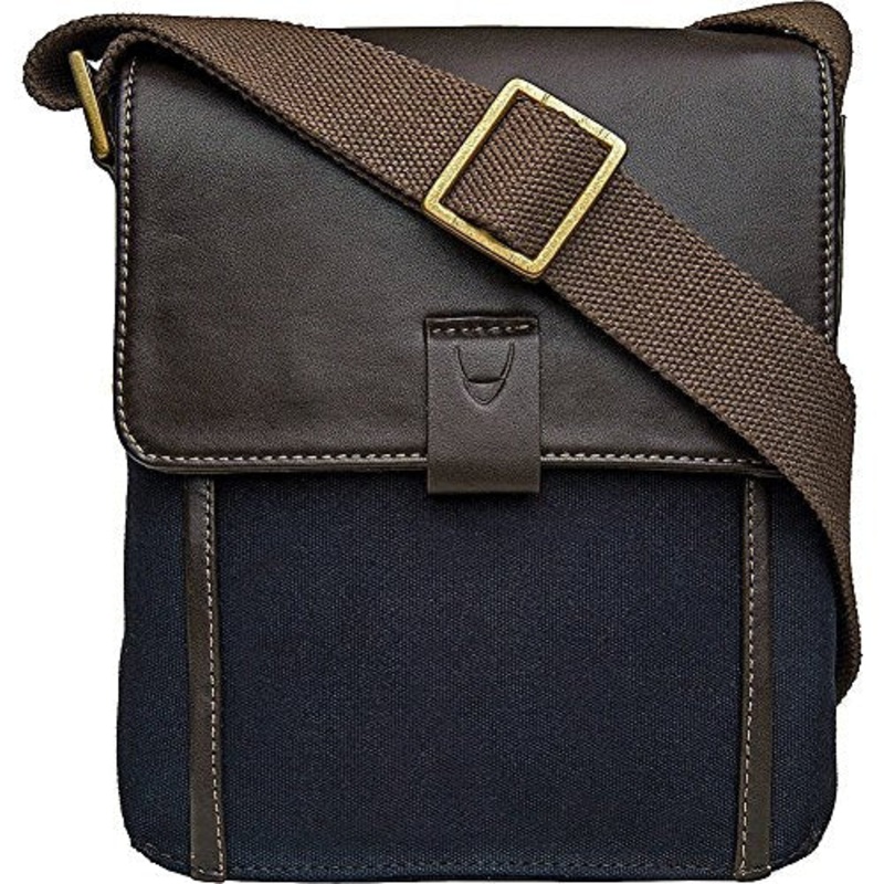 Hidesign Aiden Canvas Leather Cross Body, Small, Blue