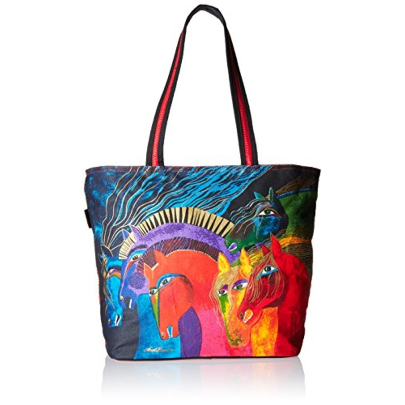 Laurel Burch Shoulder Tote Zipper Top, 19-Inch By 7-Inch By 15-Inch, Wild Horses Of Fire