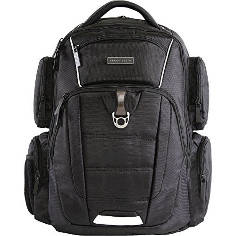 Perry Ellis Men'S 9-Pocket Professional Laptop P350 Business Backpack, Black, One Size