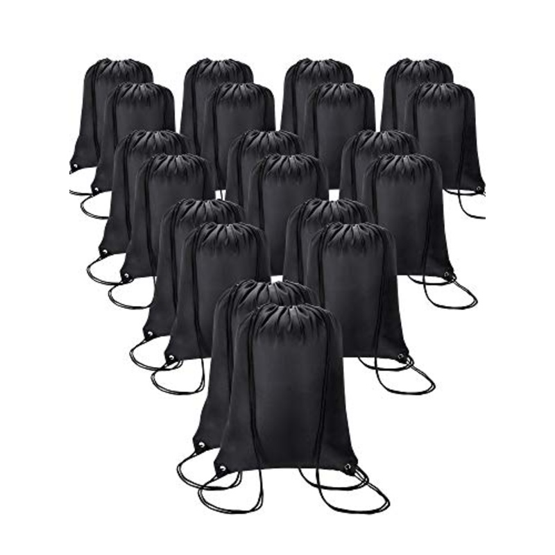 Shappy 20 Pieces Drawstring Bag Backpack Sport Bag Cinch Tote Travel Rucksack for Traveling and Storage (Black 2)