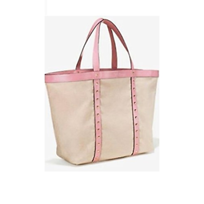 Victoria'S Secret 2017 Large Canvas Tote Shoulder Bag Pink Studded Faux Leather