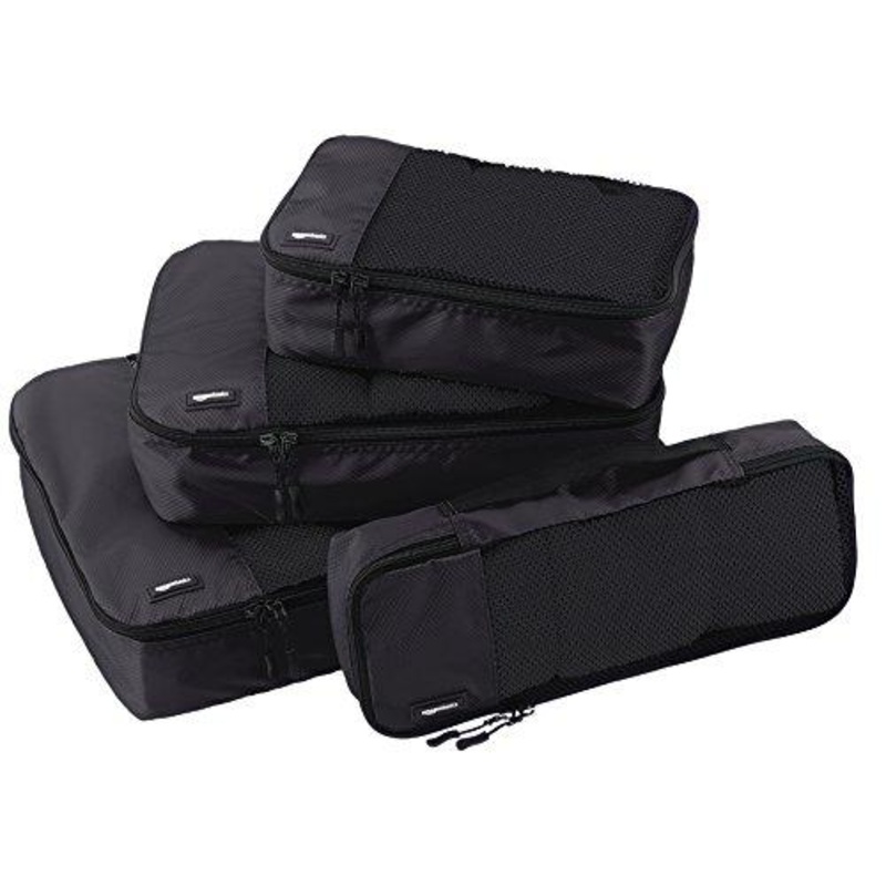 Amazonbasics 4-Piece Packing Cube Set - Small, Medium, Large, And Slim, Black