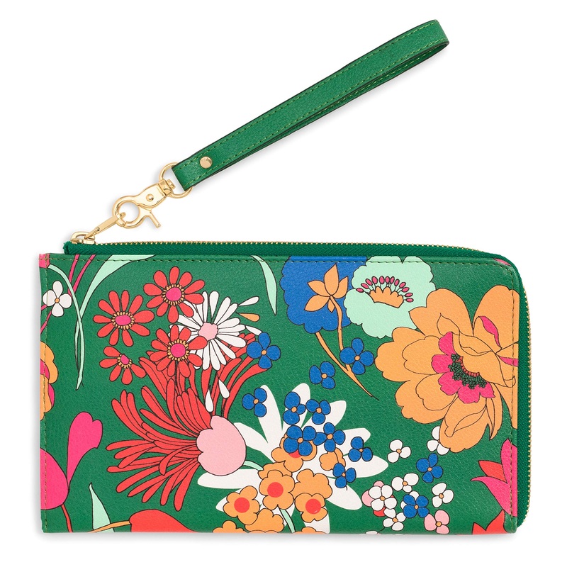 Ban.do Women's Getaway Travel Wallet Wristlet, Passport & Card/ID Holder with Removable Wrist Strap, Superbloom